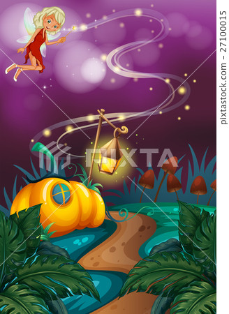 Fairy flying in garden at night 27100015