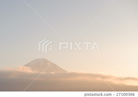 Fuji summit in winter with beautiful sunset light. 27100366