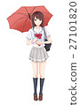 有傘的學校女孩 27101820