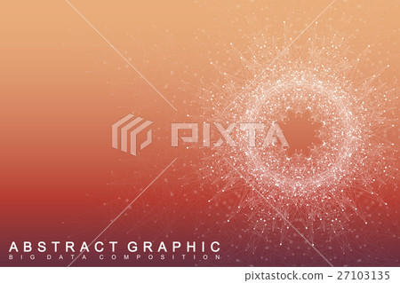Fractal element with connected lines and dots. Big 27103135