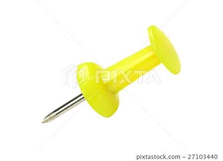 yellow pushpin isolated on white 27103440
