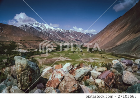 Mountain valley in Karakorum Mountain valley in Karakorum 27103663