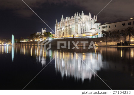 Majorca cathedral in Balearic Islands night scene 27104223