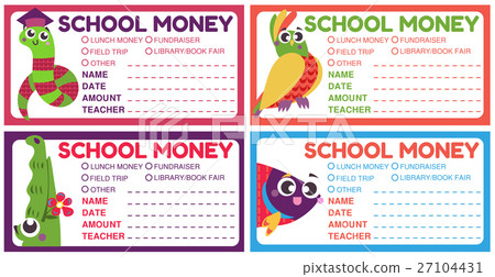 Stock Illustration: Personalized school money patches with teacher