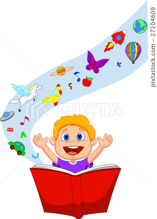Boy reading a fantasy book Boy reading a fantasy book 27104609