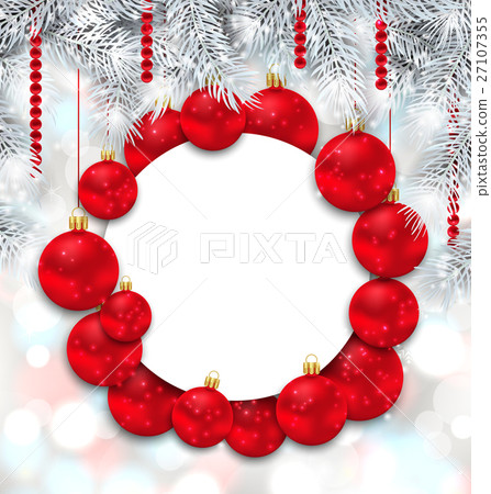Christmas and Happy New Year Card with Red Balls - Stock Illustration ...