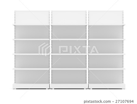 Three White Empty Retail Shelves 27107694