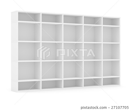 Empty bookshelf or store rack, isolated 27107705