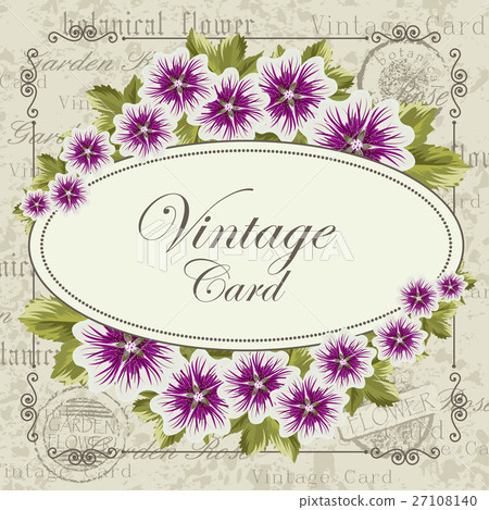 Vintage card with flowers - Stock Illustration [27108140] - PIXTA