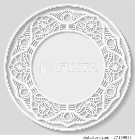 3D Vector bas-relief frame,vignette with ornaments 27109935