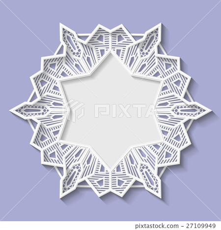 3D Vector bas-relief frame,vignette with ornaments 27109949