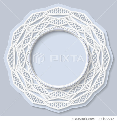 3D Vector bas-relief frame,vignette with ornaments 27109952