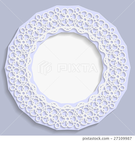 3D round frame, vignette with ornaments 3D round frame, vignette with ornaments 27109987