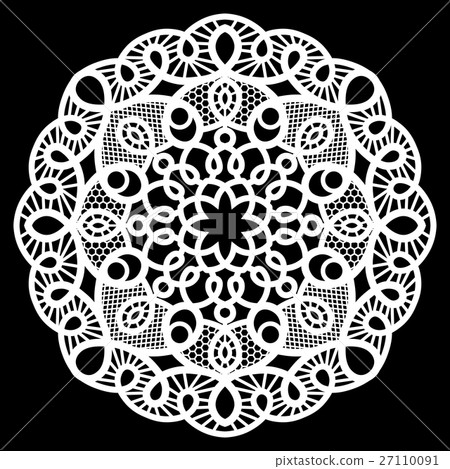 Lace round paper doily, lacy snowflake 27110091