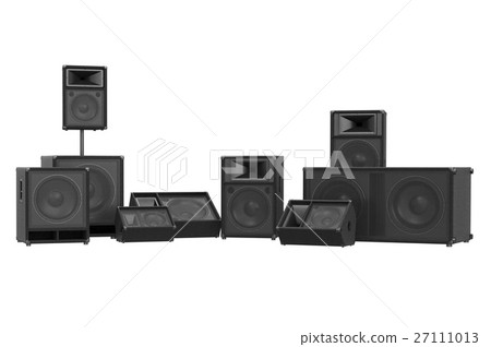 Speakers audio loud black woofer, front view 27111013