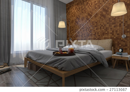 3d illustration of bedrooms in Scandinavian style 27113087