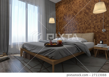 3d illustration of bedrooms in Scandinavian style 3d illustration of bedrooms in Scandinavian style 27113088