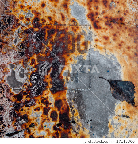Rusted metal texture,  paint and unreadable text 27113306