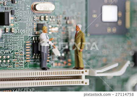 Personal computer board and businessman 27114758