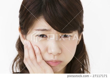 Female young lady person person cheeks thinking troubles worrying lost troubles problem Female young lady person person cheeks thinking troubles worrying lost troubles problem 27117171