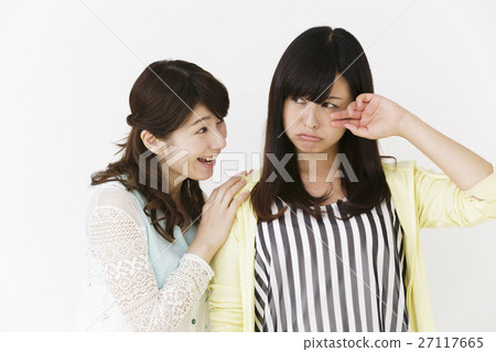 Female young lady friend cute crying tears sorrow sad pessimistic failure trouble 27117665