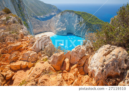 Navagio bay summer landscape, Greece Navagio bay summer landscape, Greece 27119310