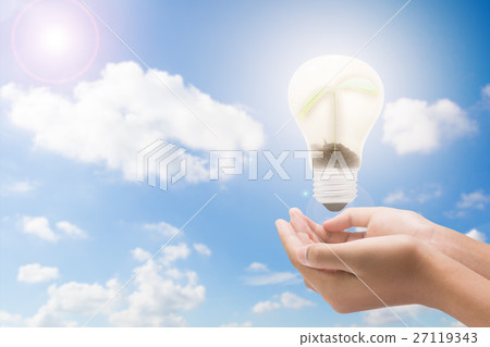 Light bulb in woman hand,Realistic photo image. Light bulb in woman hand,Realistic photo image. 27119343