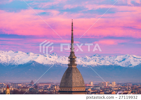 Torino (Turin, Italy): cityscape at sunrise 27119932