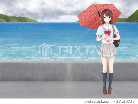 School girls with umbrella 27120735
