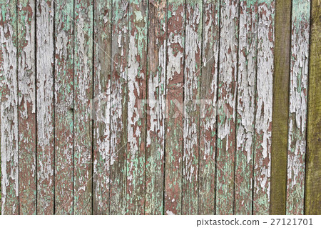 fence of boards with peeling green paint fence of boards with peeling green paint 27121701
