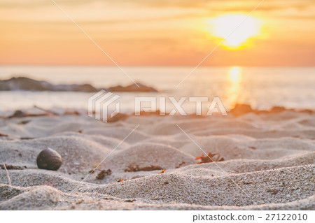 Sea, sand and rock at sunset. Nature composition 27122010