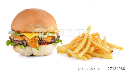 yummy Meat hamburger with french fries  27124988