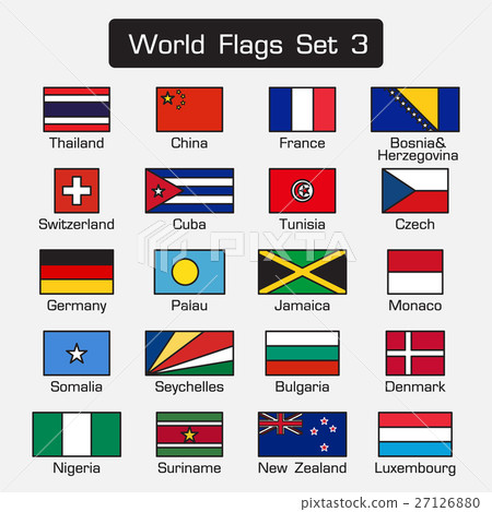 World flags set 3 . simple style and flat design . 27126880