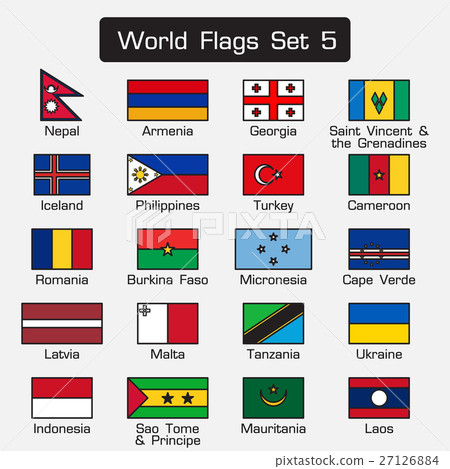 World flags set 5 . simple style and flat design . 27126884