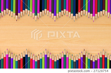 Wave colored pencils on wood board for background Wave colored pencils on wood board for background 27128754