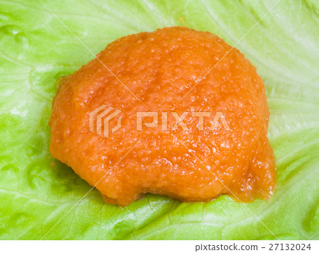 salty caviar of common carp on green leaf salty caviar of common carp on green leaf 27132024
