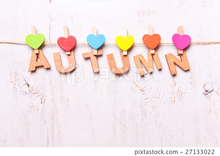 the word "autumn" from the wooden letters the word "autumn" from the wooden letters 27133022