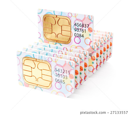 Colorful SIM cards row stack 27133557