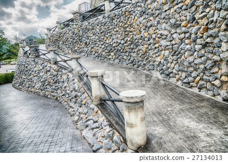 Sloping stone stair steps in vintage style 27134013