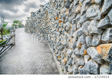 Sloping stone stair steps in vintage style 27134014