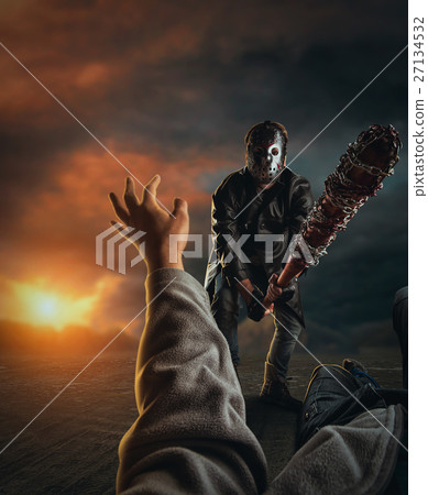 Bloody maniac and his female victim 27134532