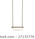 Swing made of rope and a wooden plank. 3D 27135776