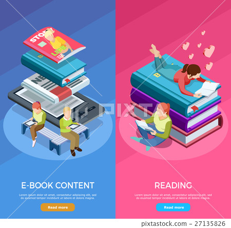 Isometric Vertical Reading Banner Set 27135826