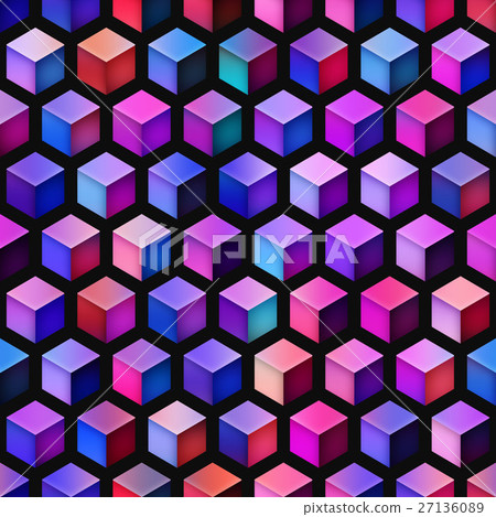 Gradient Cubes Tiling. Seamless Multicolor Pattern 27136089