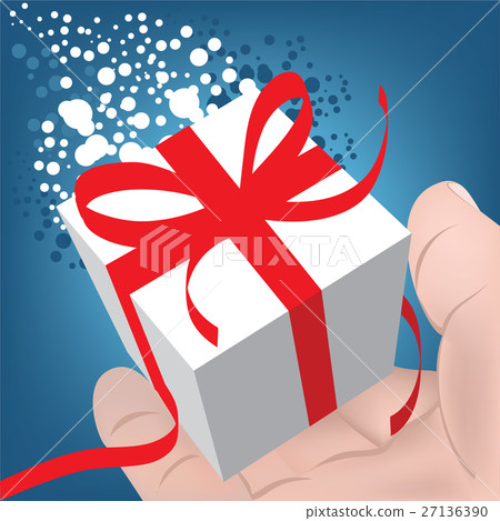 For you! Gift Box in a man's hand. Christmas gift 27136390