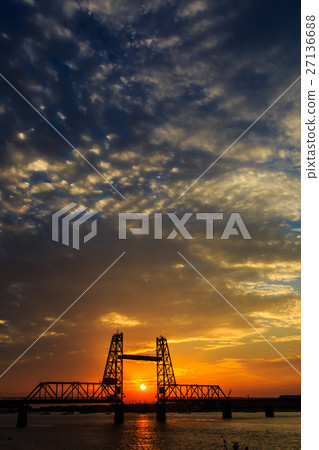 Sunset of the Chikugo River Elevated Bridge 27136688