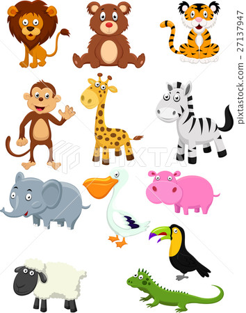 圖庫插圖: wild animal cartoon collection set