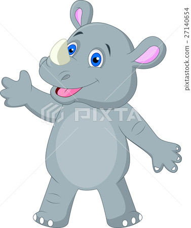 Cute rhino cartoon waving Cute rhino cartoon waving 27140654