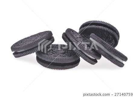 sandwich chocolate cookies with cream isolated  27140759