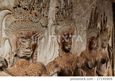 Shiny debutter engraved on the wall of Angkor Wat 27140909